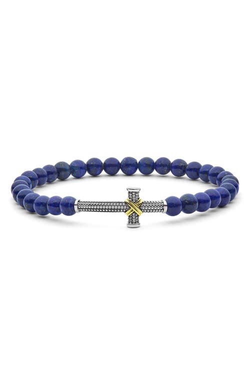 Lagos Anthem Cross Lapis Beaded Stretch Bracelet In Blue