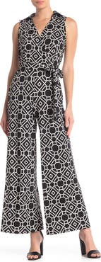 Nina Leonard Sleeveless Faux Wrap Jumpsuit