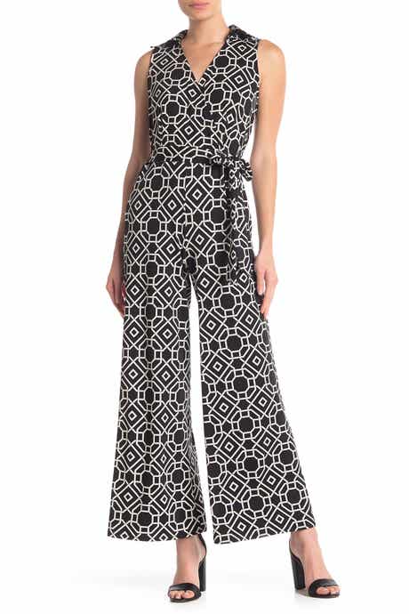 Nina Leonard Sleeveless Faux Wrap Jumpsuit