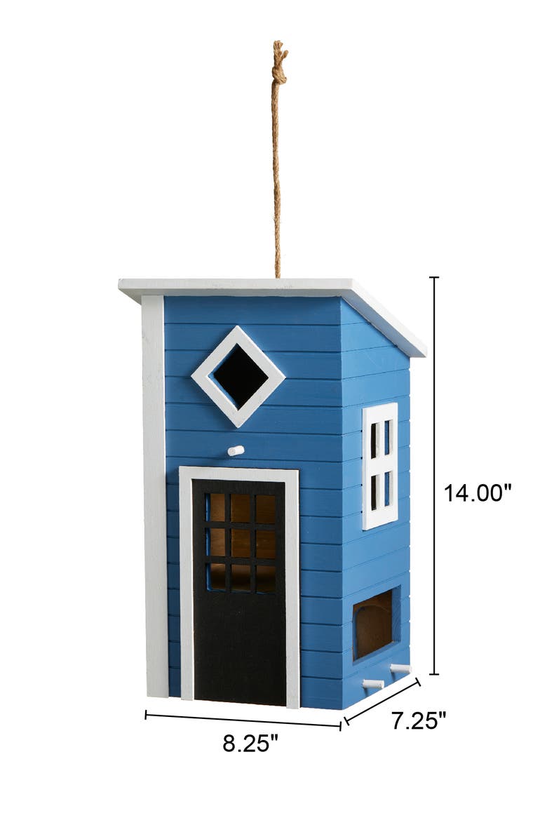 Glitzhome Modern Functional and Decorative Solid Wood White Outdoor Garden Birdhouse, Alternate, color, Blue