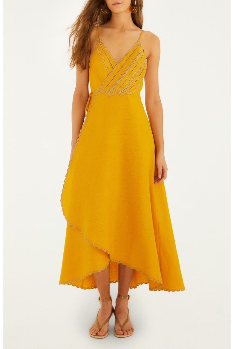 Bananas Maxi Wrap Dress, Main, color, YELLOW