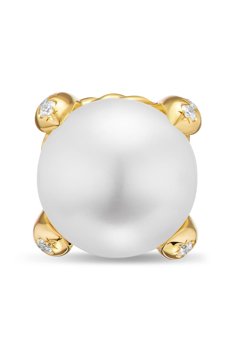 Pearl Classics Stud Earrings in 18K Yellow Gold & Diamonds, 6.6mm, Alternate, color, GOLD