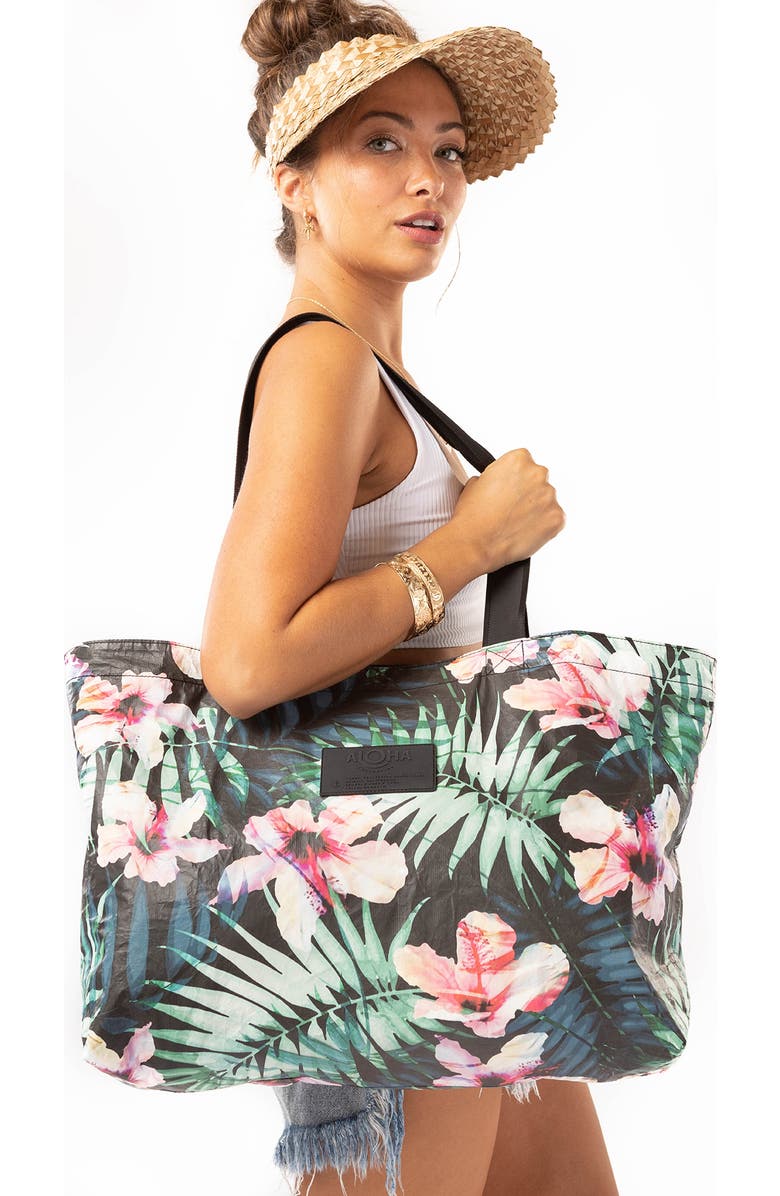 Aloha Collection Holo Holo Reversible Water Resistant Tyvek<sup>®</sup> Tote, Alternate, color, Hibiscus Palm