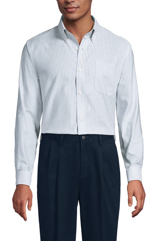 Lands' End Big And Tall Traditional Fit Pattern No Iron Supima Oxford Dress Shirt In Blue