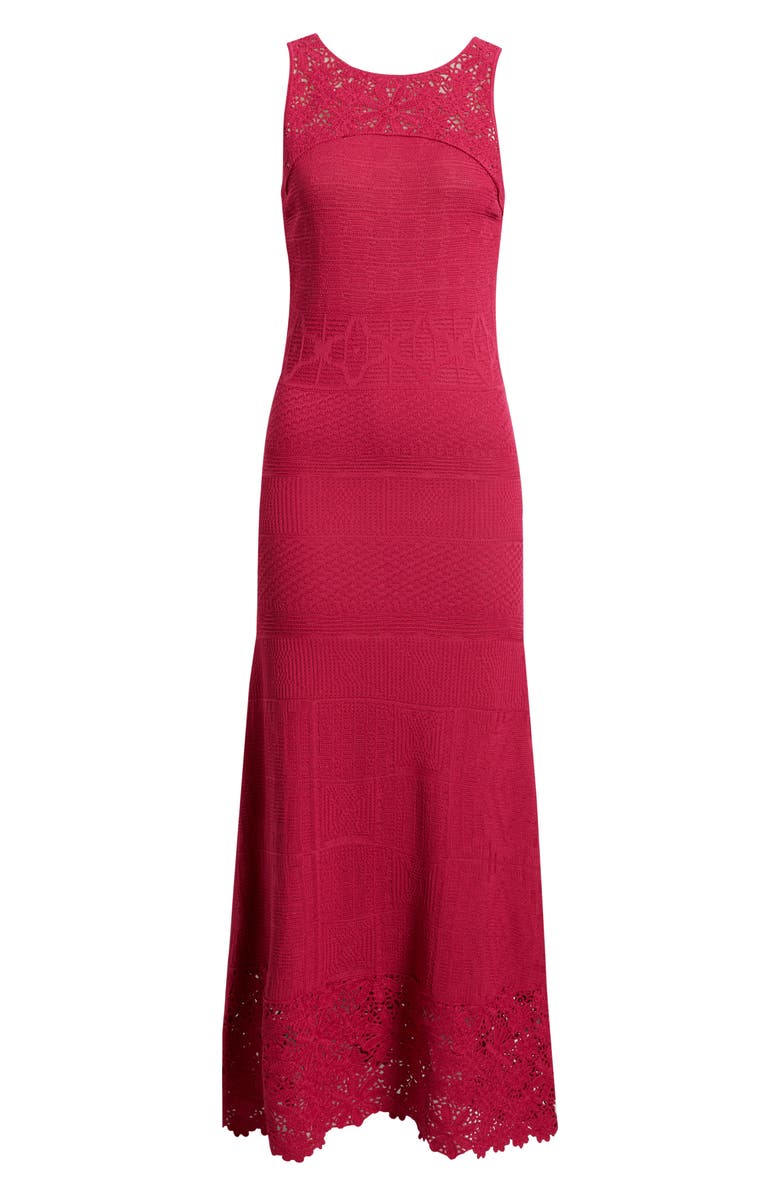 Elie Tahari The Josephine Lace Trim Knit Midi Dress, Alternate, color, 