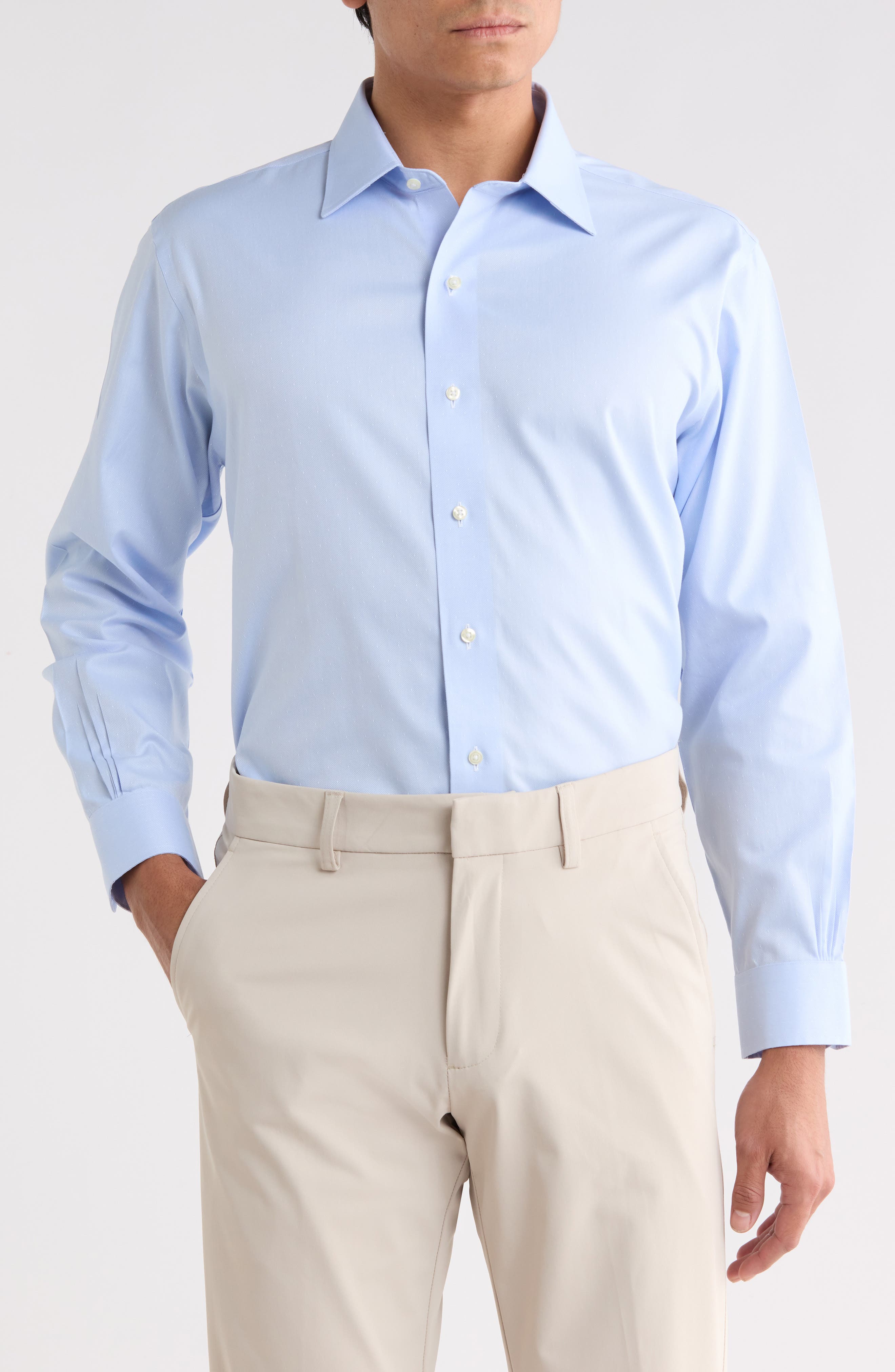 Regular Fit Non-Iron Dobby Dot Dress Shirt