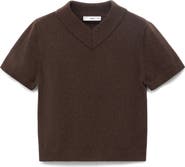 MANGO Short Sleeve V-Neck Sweater