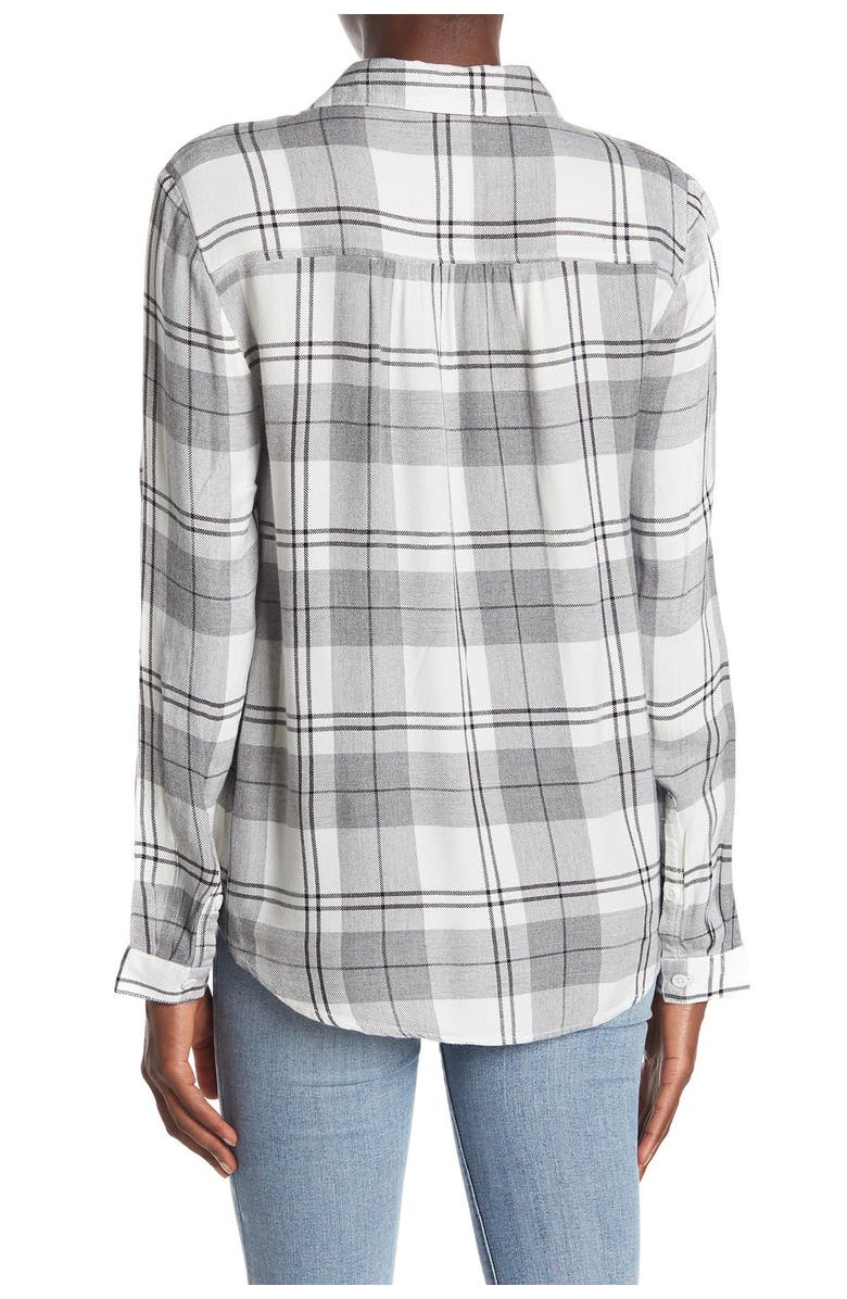 beachlunchlounge Harper Wrap Front Bias Plaid Top, Alternate, color,