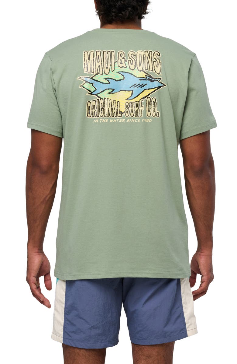 Maui & Sons Shark Surf Graphic T-Shirt, Alternate, color, Sage