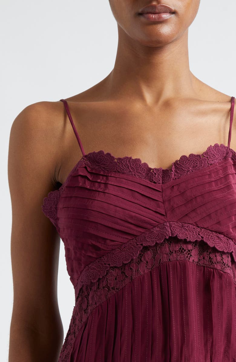 FARM Rio Lace Trim Pintuck Satin Camisole, Alternate, color,