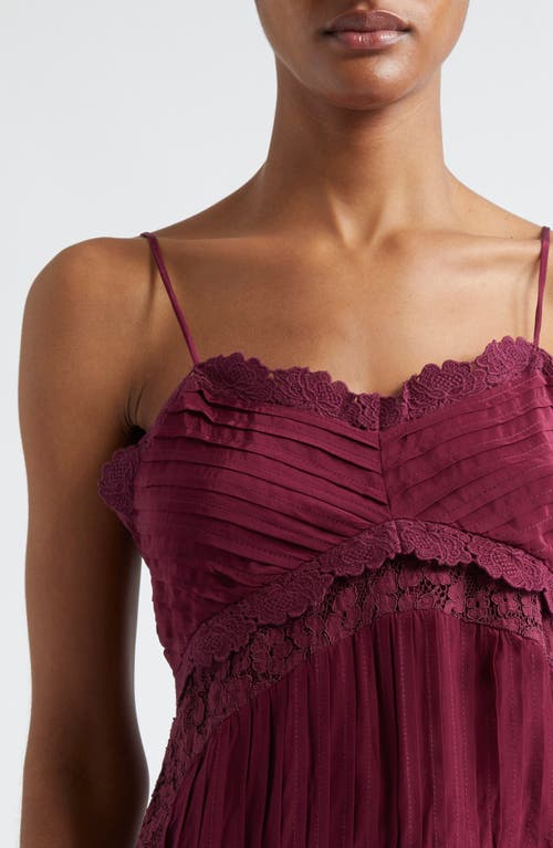 Farm Rio Lace Trim Pintuck Satin Camisole In Purple