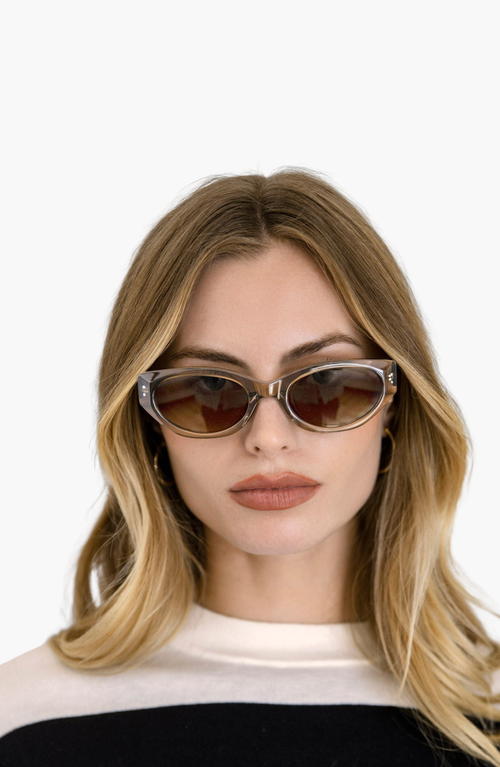 Italic Michele Cat-eye Italian Acetate Sunglasses In Translucent Vetiver