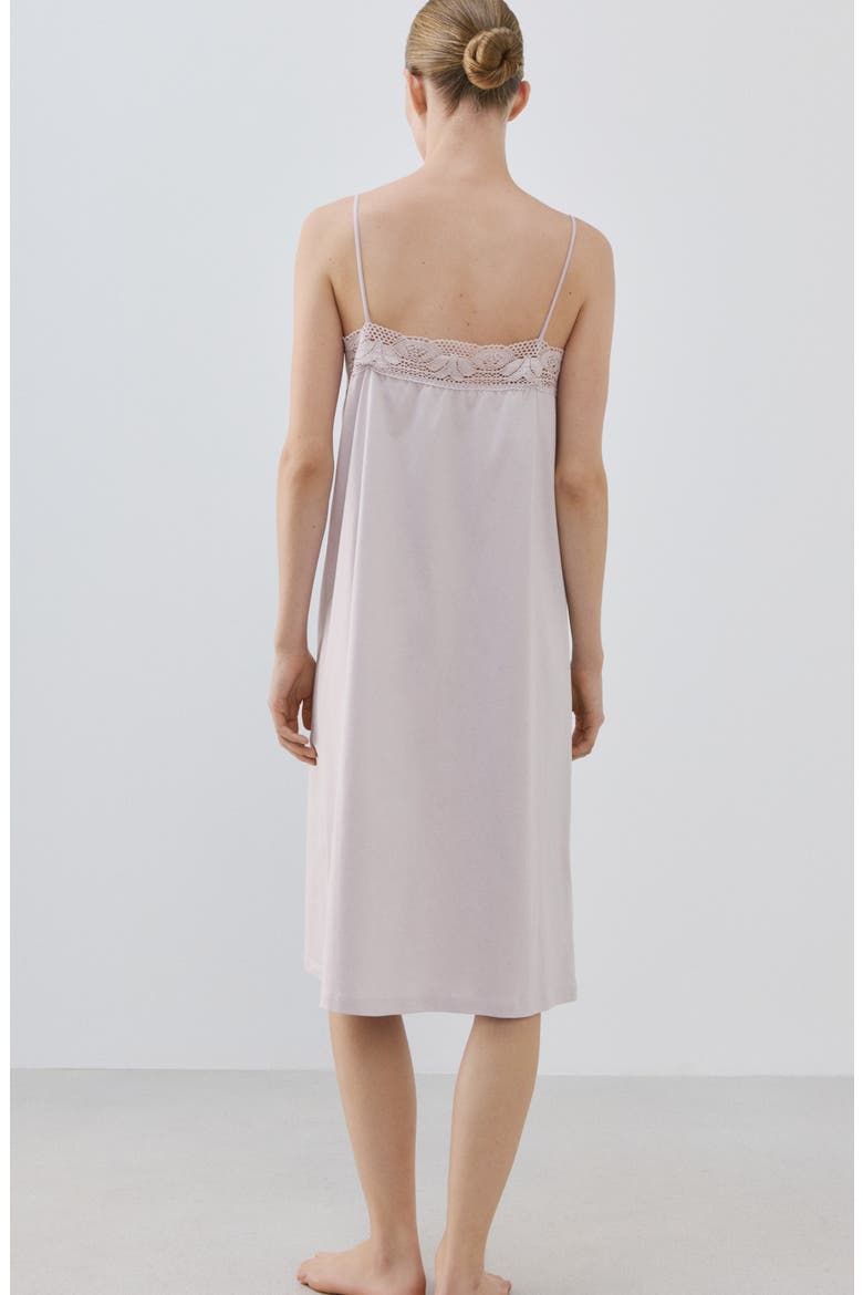 Lace Trim Cotton Nightgown, Alternate, color, LILAC