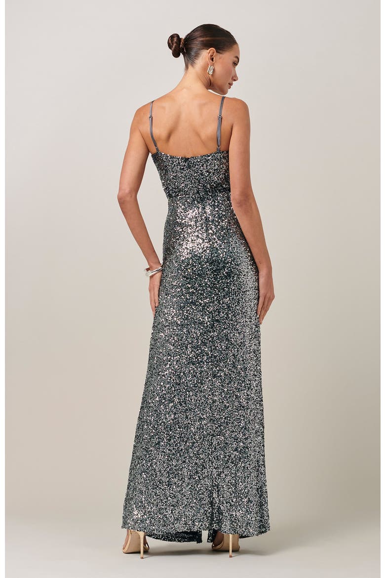 Yasmina Maxi Dress, Alternate, color, Gunmetal Sequin