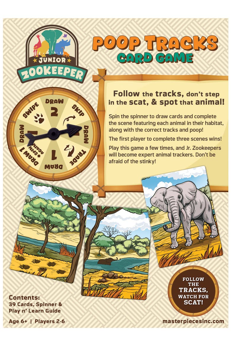 Jr. Zookeeper Poop Tracks Card Game, Alternate, color, Multicolor