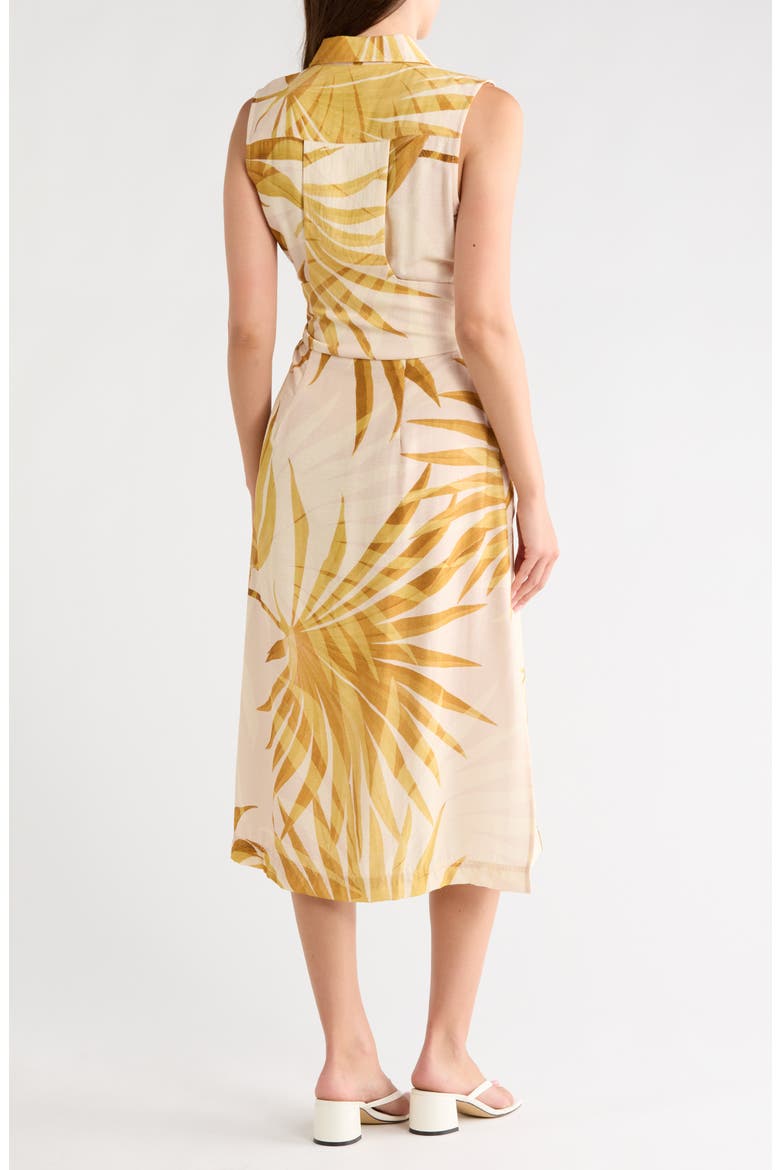Sleeveless Tie Waist Shirtdress, Alternate, color, GOLD PALM