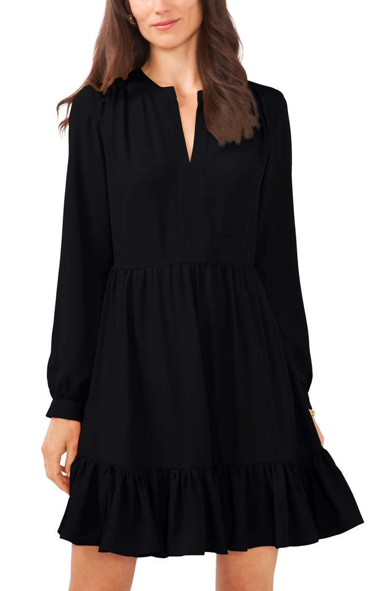 Vince Camuto Ruffle Hem Long Sleeve Dress, Alternate, color, 