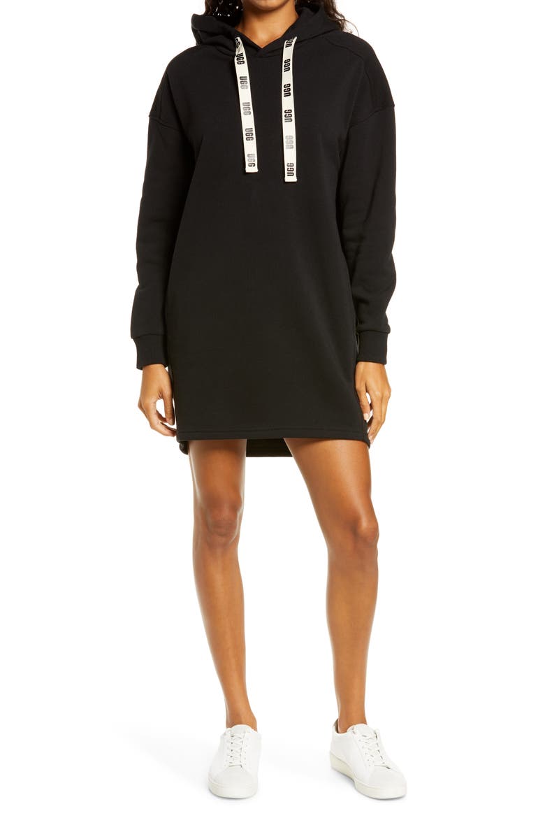 Lucille Hoodie Dress, Main, color, BLACK