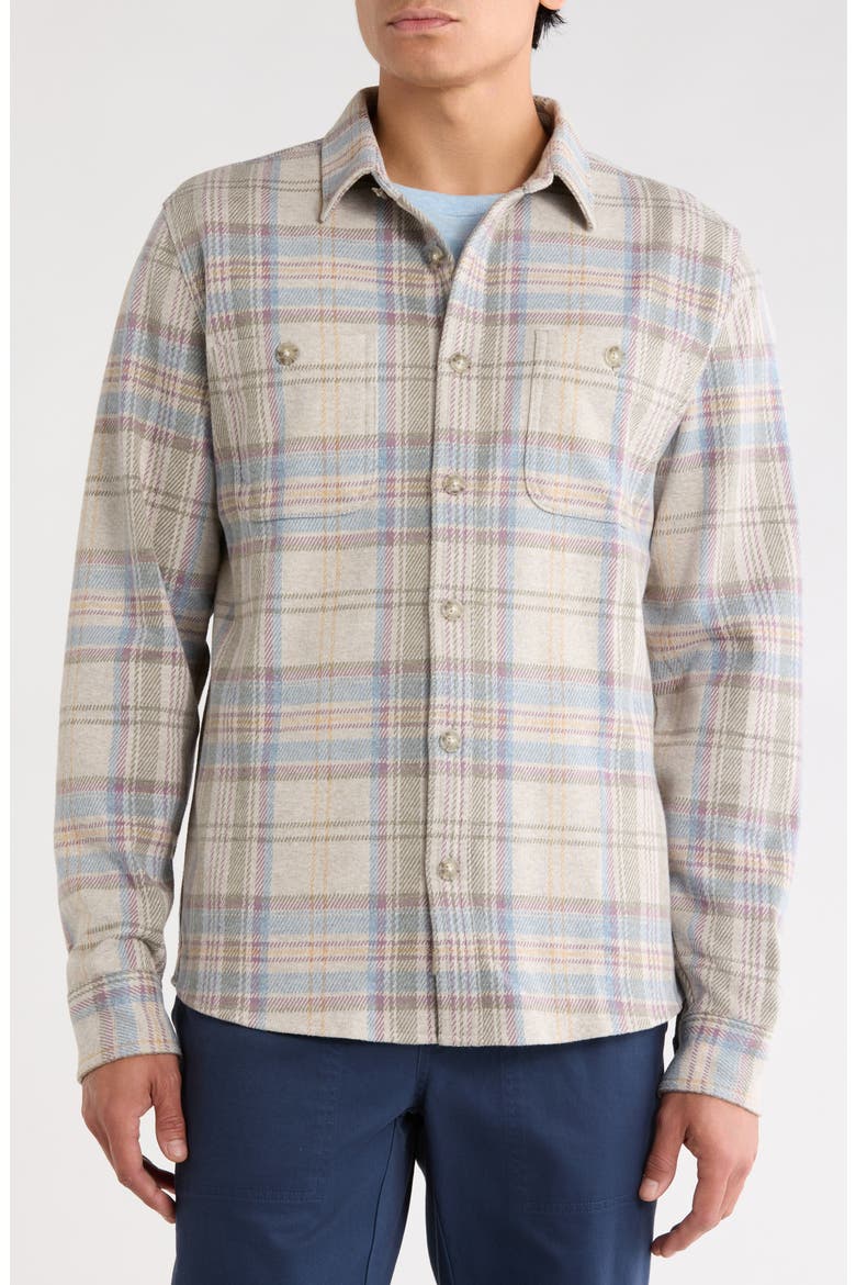 Pacifica Plaid Stretch Twill Button-Up Overshirt, Alternate, color, GREY PLAID