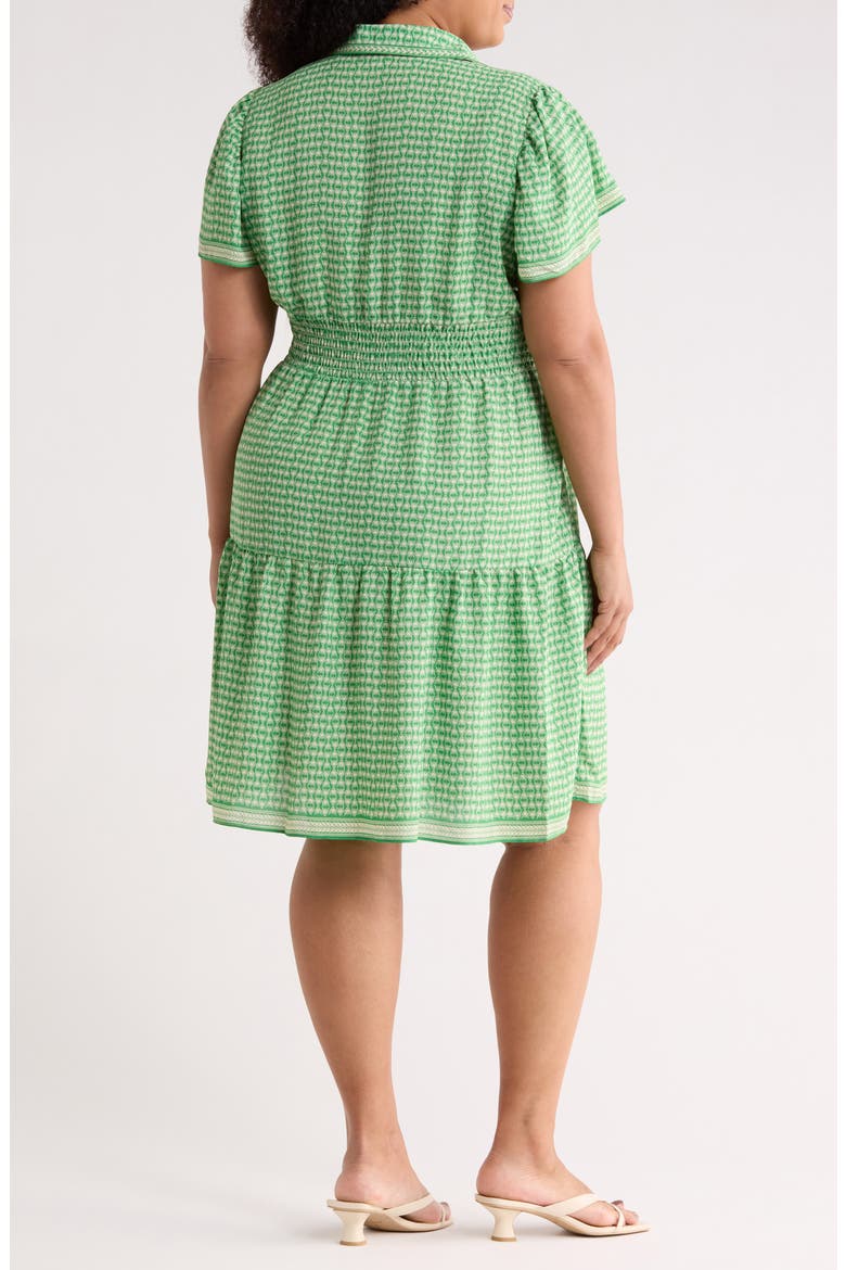 Short Sleeve Midi Dress, Alternate, color, GREEN/ CREAM SLAVIC STAMP