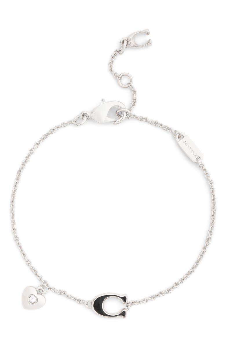 COACH Signature C Heart Charm Bracelet, Main, color, 