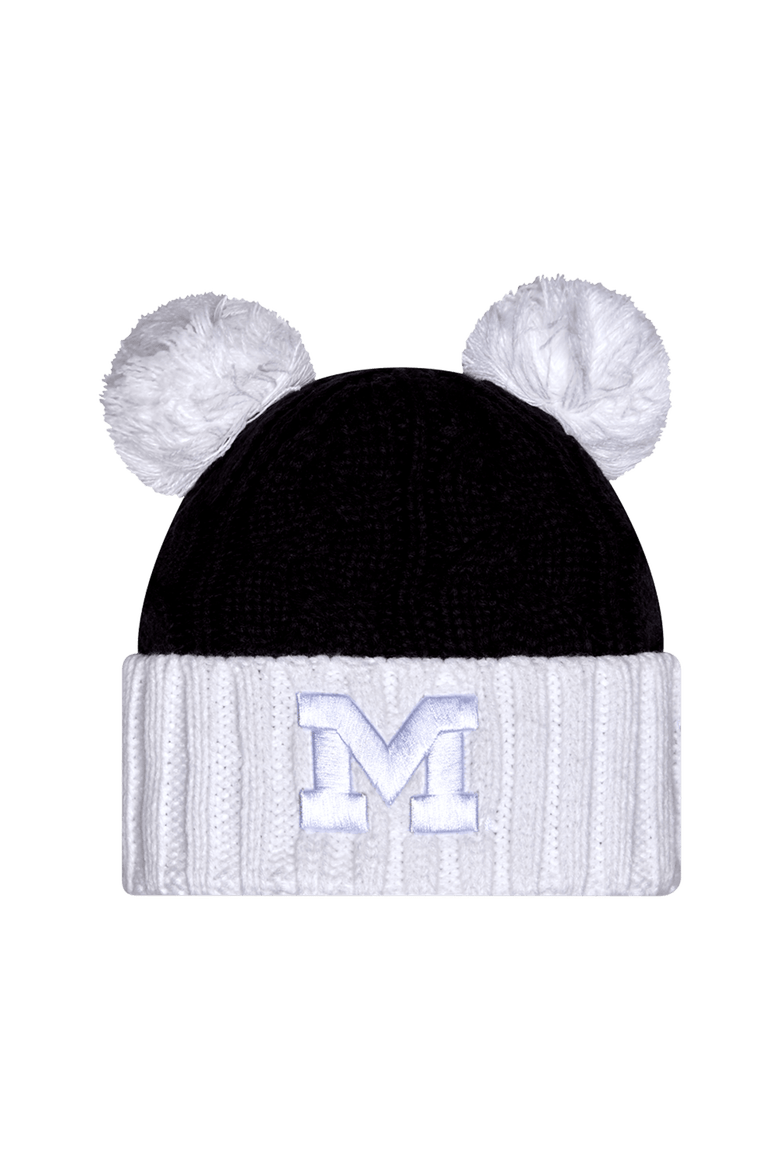 Women's New Era  Navy Michigan Wolverines Tonal Cuffed Knit Hat with Double Poms, Main, color, Navy
