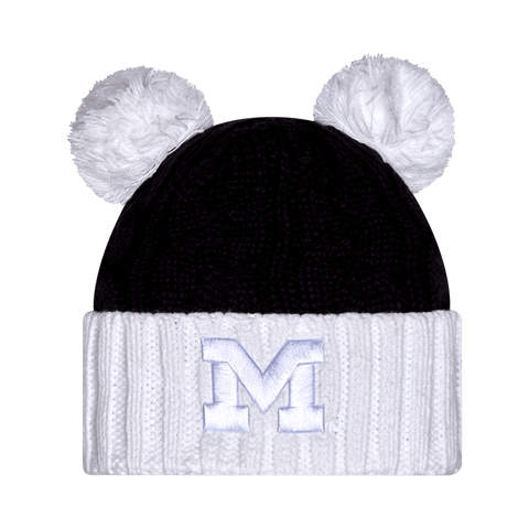 Women's New Era  Navy Michigan Wolverines Tonal Cuffed Knit Hat with Double Poms