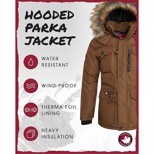 Canada Weather Gear Boys' Heavyweight Winter Ski Jacket In Brown