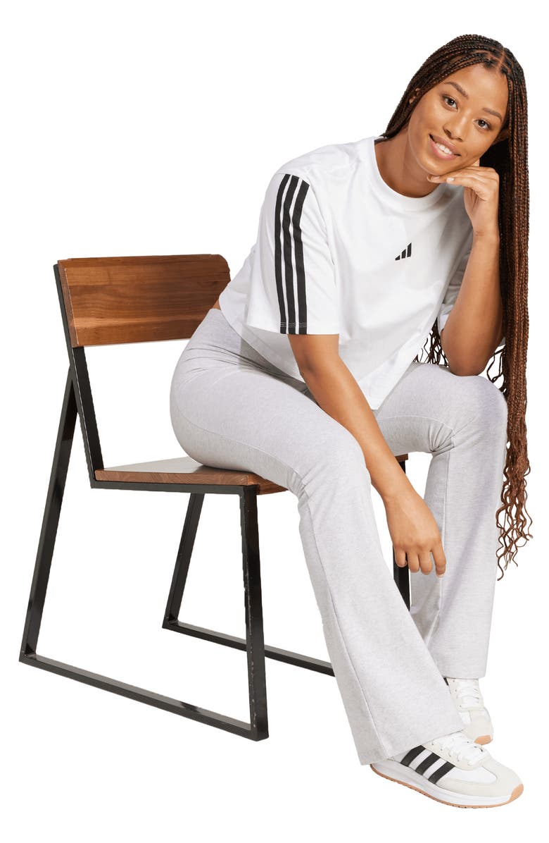 adidas 3-Stripes Cropped Cotton T-Shirt, Alternate, color, White/ Black