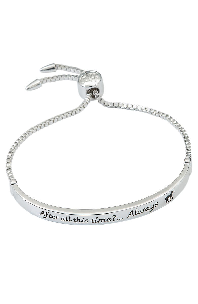 HARRY POTTER Snape's Silver Plated Love Always Bar Lariat Bracelet, 8.5", Main, color, 