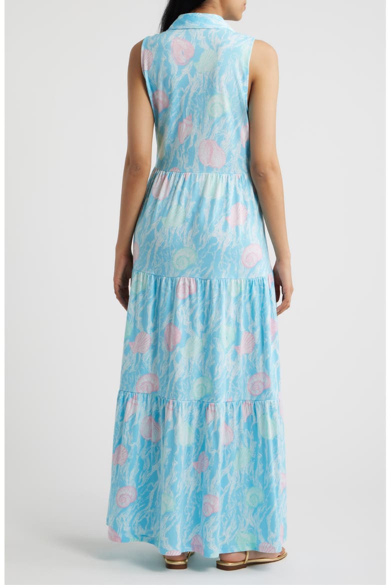 Riegan Print Sleeveless Tiered Maxi Dress, Alternate, color, CAPRI BLUE SHELDEN