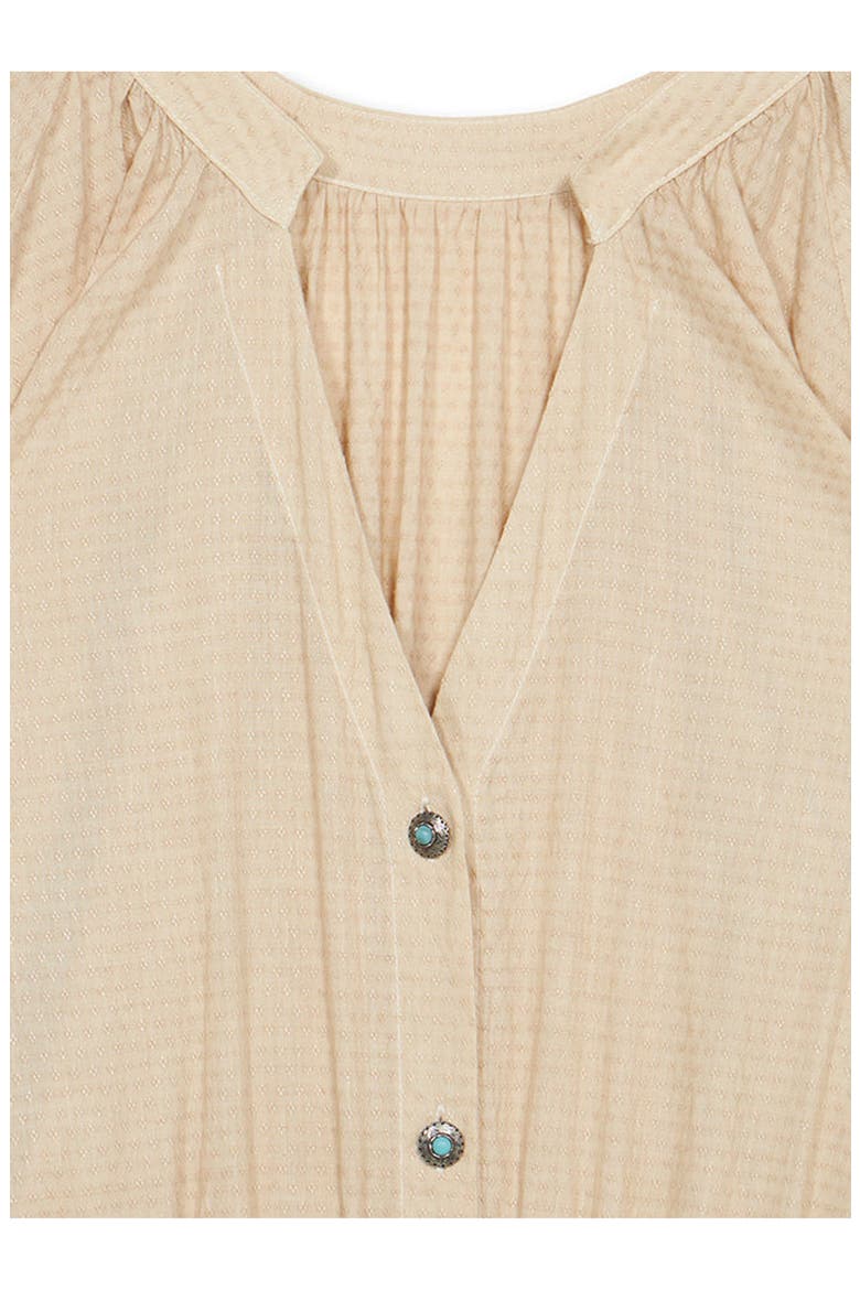 Maxi Korean Collar Linen Dress, Alternate, color, Ecru