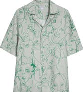 Bottega Veneta Doodle Print Twill Short Sleeve Button-Up Shirt