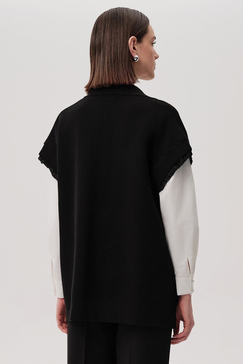 Stone Pocket Detail Collar Knit Vest, Alternate, color, BLACK