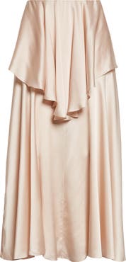 Chloé Fluid Washed Silk Satin Layered Midi Skirt