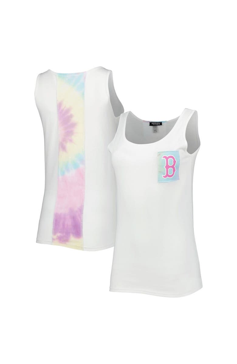 REFRIED APPAREL Women's Refried Apparel White Boston Red Sox Tie-Dye Tank Top, Main, color, White