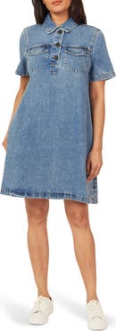 Scotch & Soda Short Sleeve Denim Polo Dress