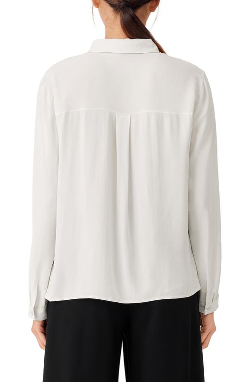 Eileen Fisher Classic Collar Easy Silk Button-up Shirt In White