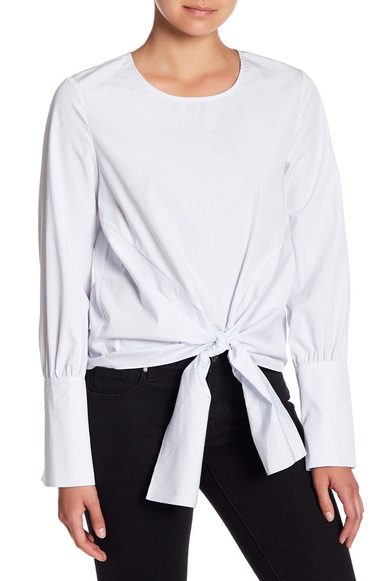 Stripe Tie Front Top, Main, color, BLUE/ WHITE