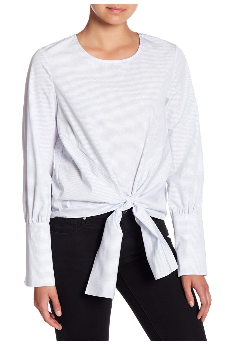 J.O.A. Stripe Tie Front Top, Main, color, Blue/ White