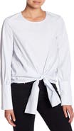 J.O.A. Stripe Tie Front Top