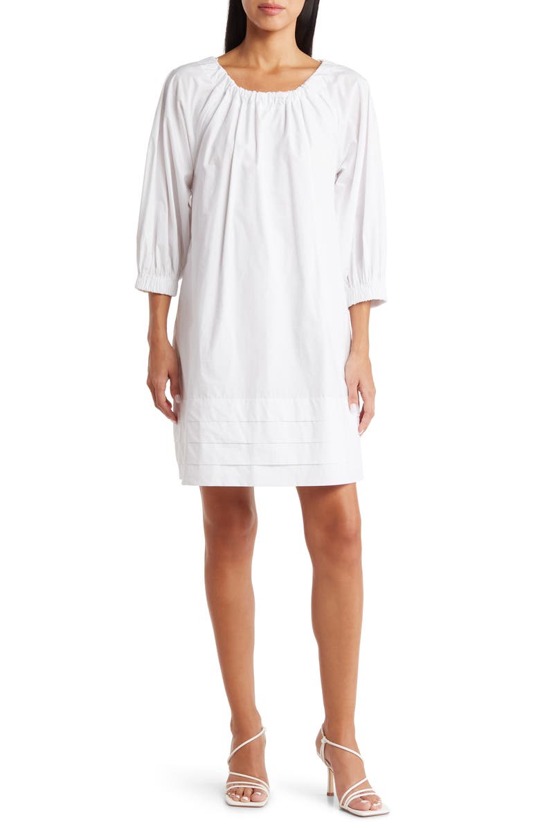 English Factory Pleated Hem Cotton Minidress, Main, color, White