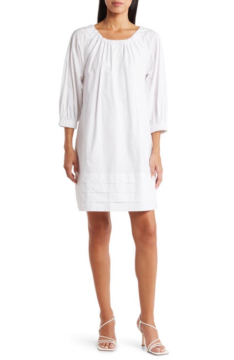 Pleated Hem Cotton Minidress