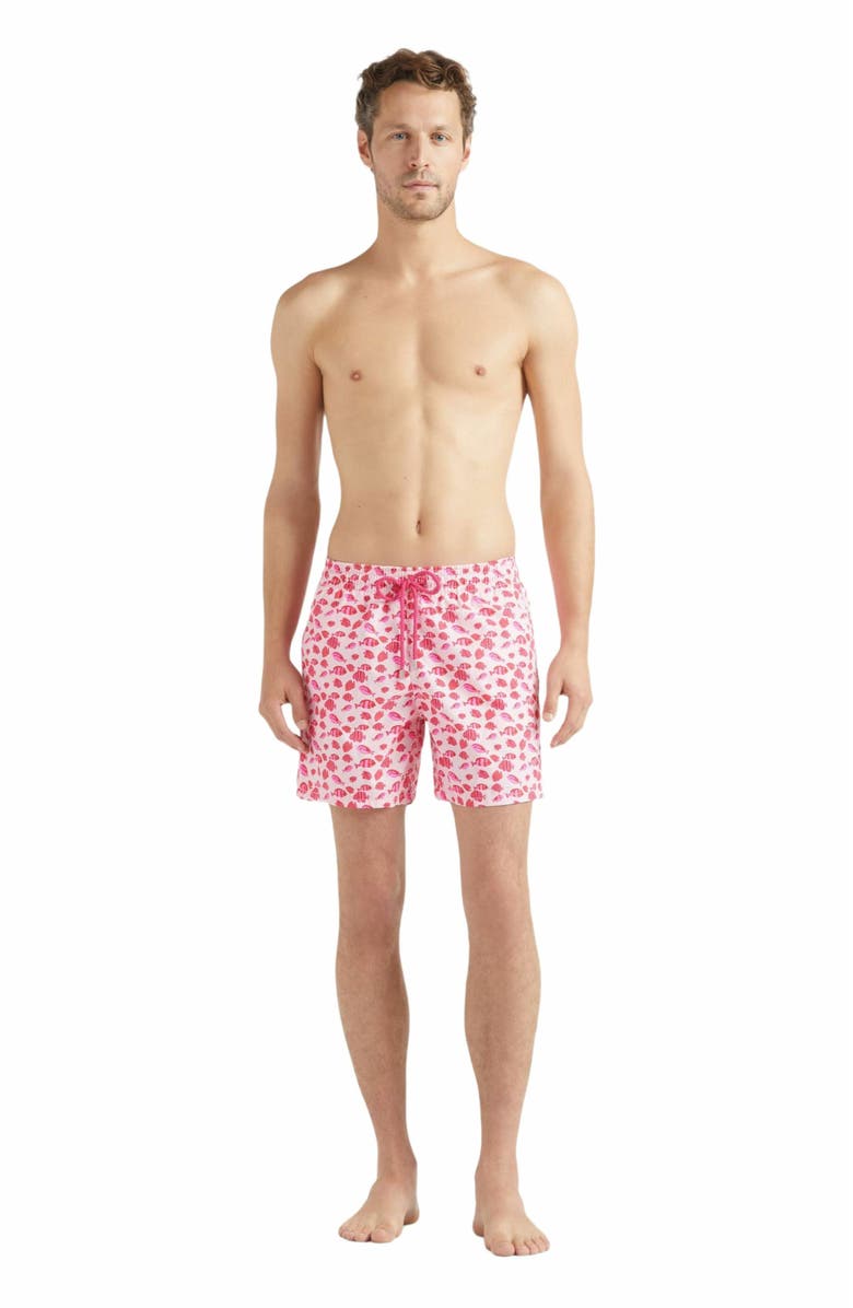 Vilebrequin Men's Fishy Dance Swim Trunks, Main, color, Pivoine