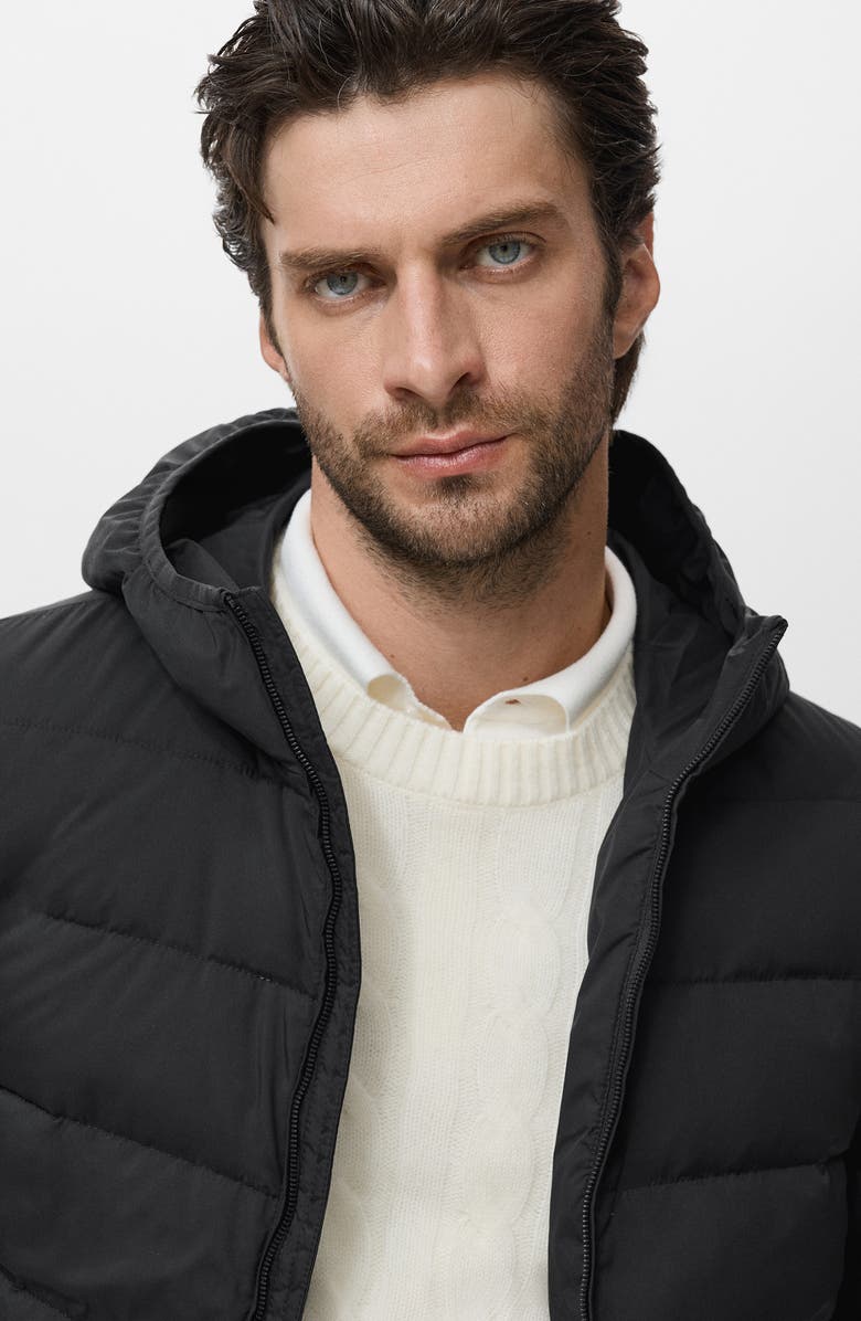 MANGO Water Repellent Quilted Down Hooded Jacket, Alternate, color, 