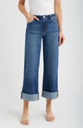 1822 Denim High Waist Rolled Cuff Wide Leg Jeans