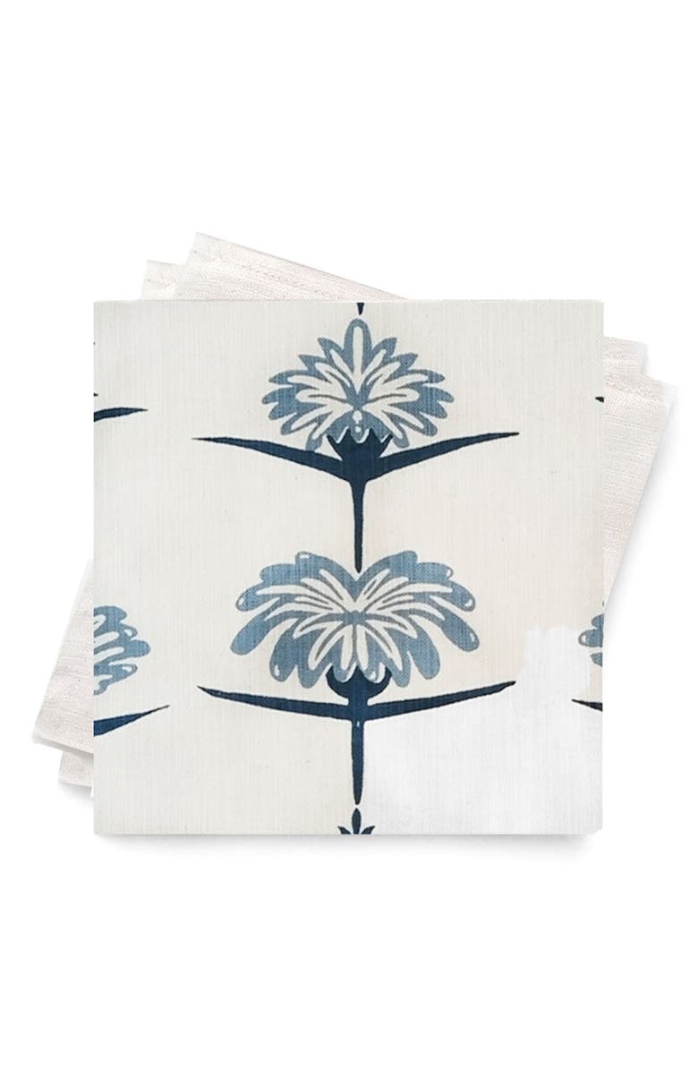 FRENCH HOME Tropical Cotton Twill Dinner Napkins, Main, color, Indigo And Sky