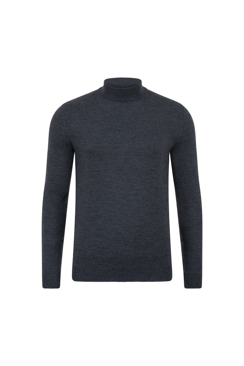 Merino Wool Mock Turtleneck Sweater, Alternate, color, Charcoal