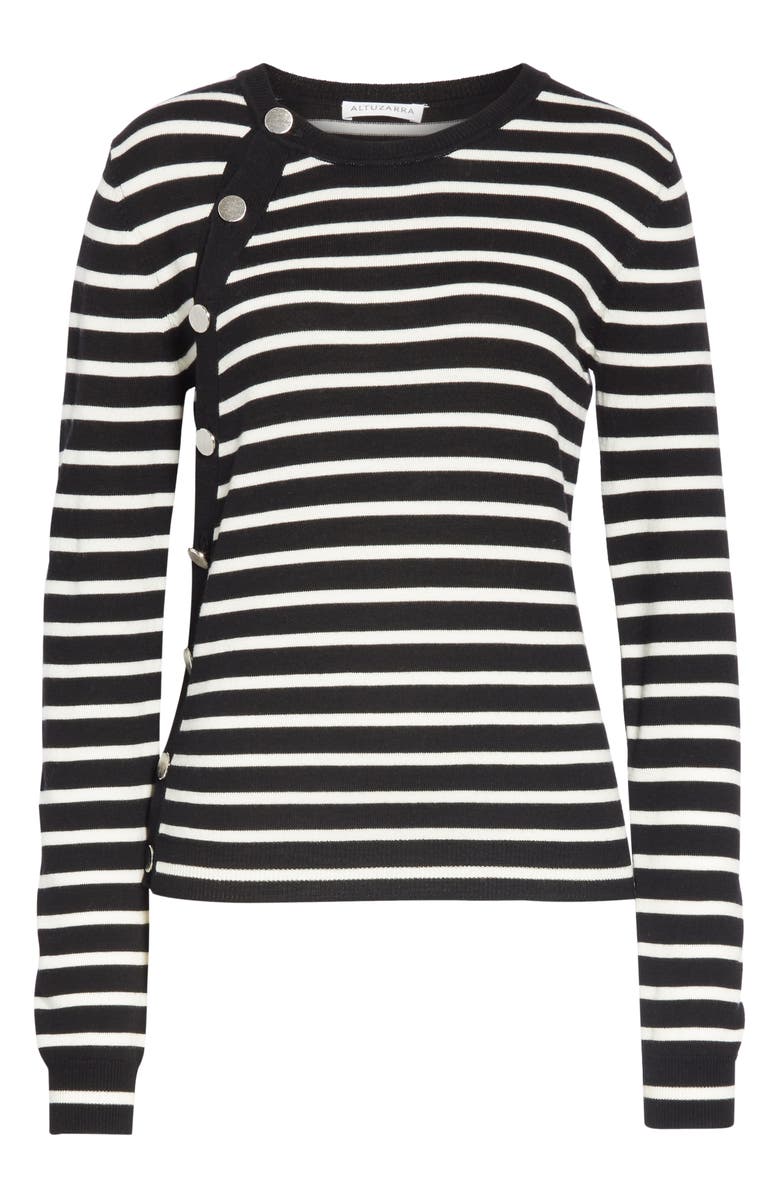 Altuzarra Stripe Button Side Wool Sweater, Alternate, color, 