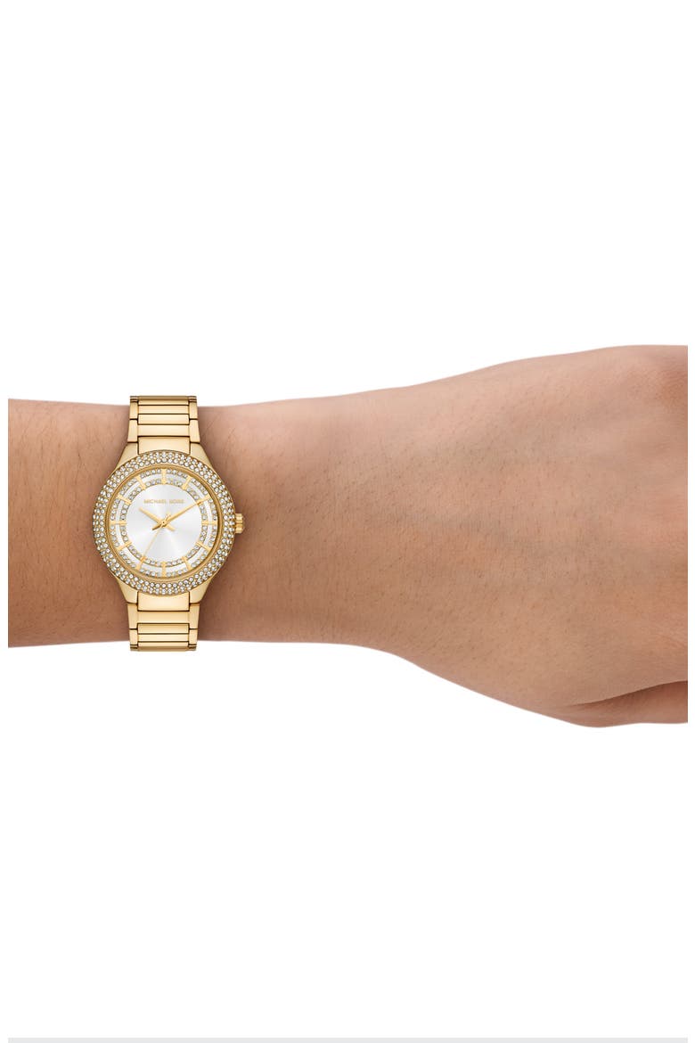 Sylvia Crystal Three Hand Bracelet Watch, 33mm, Alternate, color, GOLD